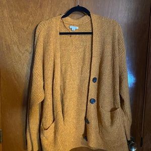 American Eagle Large Orange/Mustard Button Sweater